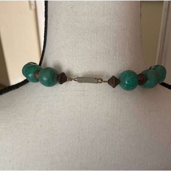 Agate and Malachite Necklace & Earrings Set with Sterling Clasp - Picture 2 of 4